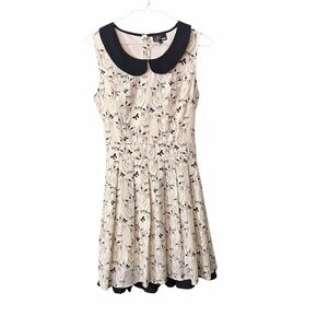 Yumi Owl Skater Dress with a Peter Pan collar